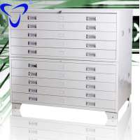 Full height standard steel office flat files plan drawing index card file cabinet with 5 drawer